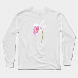 one pink orchid flower 2021 Long Sleeve T-Shirt